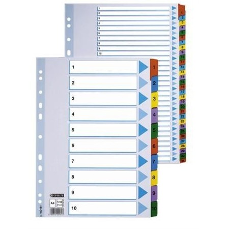 PRZEKŁADKA NUMER A4 1/12 MYLAR KARTONOWA BIAŁA ESSELTE ***100162* ---GAZ.