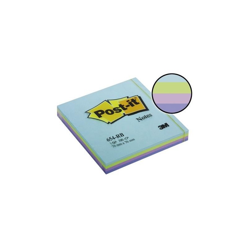 BLOCZEK SP 76X76/100K TĘCZOWY MORSKI POST-IT 654-RB ***FT-5100-9175-2*