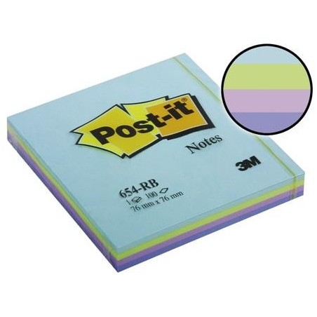 BLOCZEK SP 76X76/100K TĘCZOWY MORSKI POST-IT 654-RB ***FT-5100-9175-2*