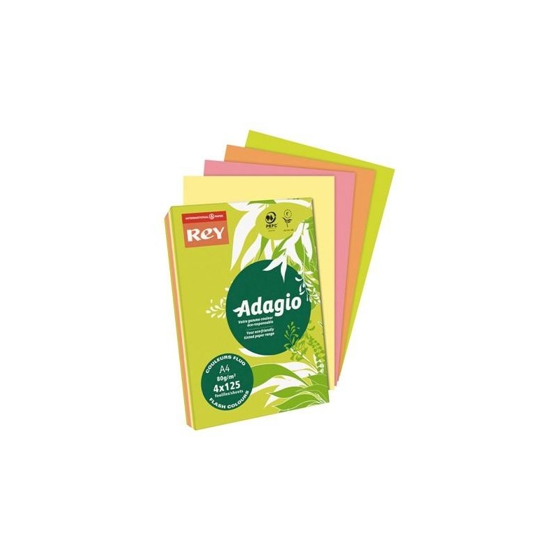 PAPIER KSERO A4/80G REY ADAGIO FLUOROSCENCYJNE 4X125